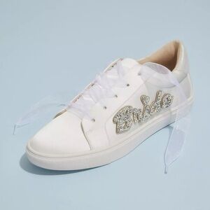 Betsey Johnson White Bride Sneakers with Rhinestones